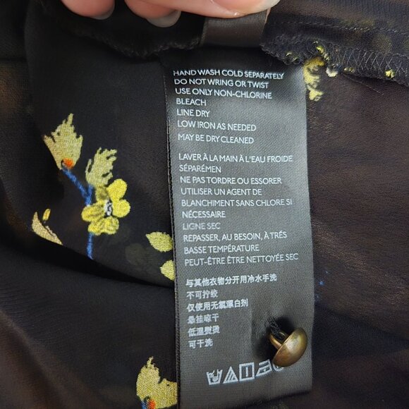 Anthropologie Jamison Floral Ruffles Flowy Tunic Blouse M Romantic Whimsy Goth - Picture 7 of 12